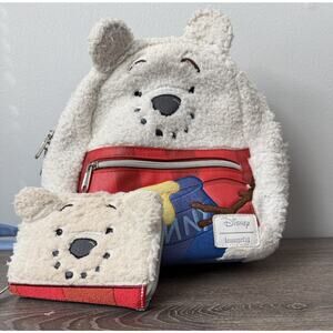 Disney Loungefly Winnie the Pooh Snowman Winter Backpack & Wallet Set